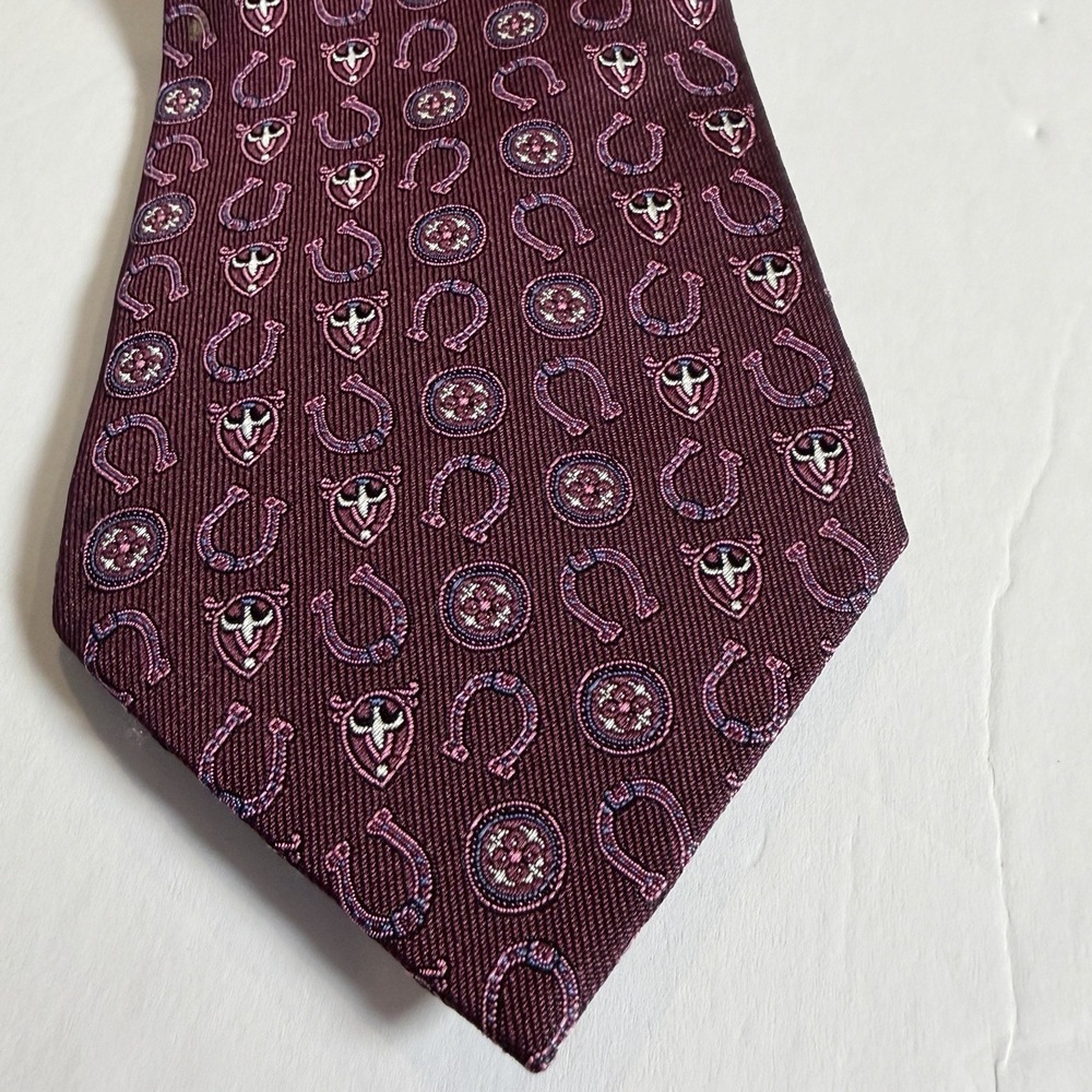 Empire Neck Tie Horseshoe Equestrian Pattern Italy Limited Edition